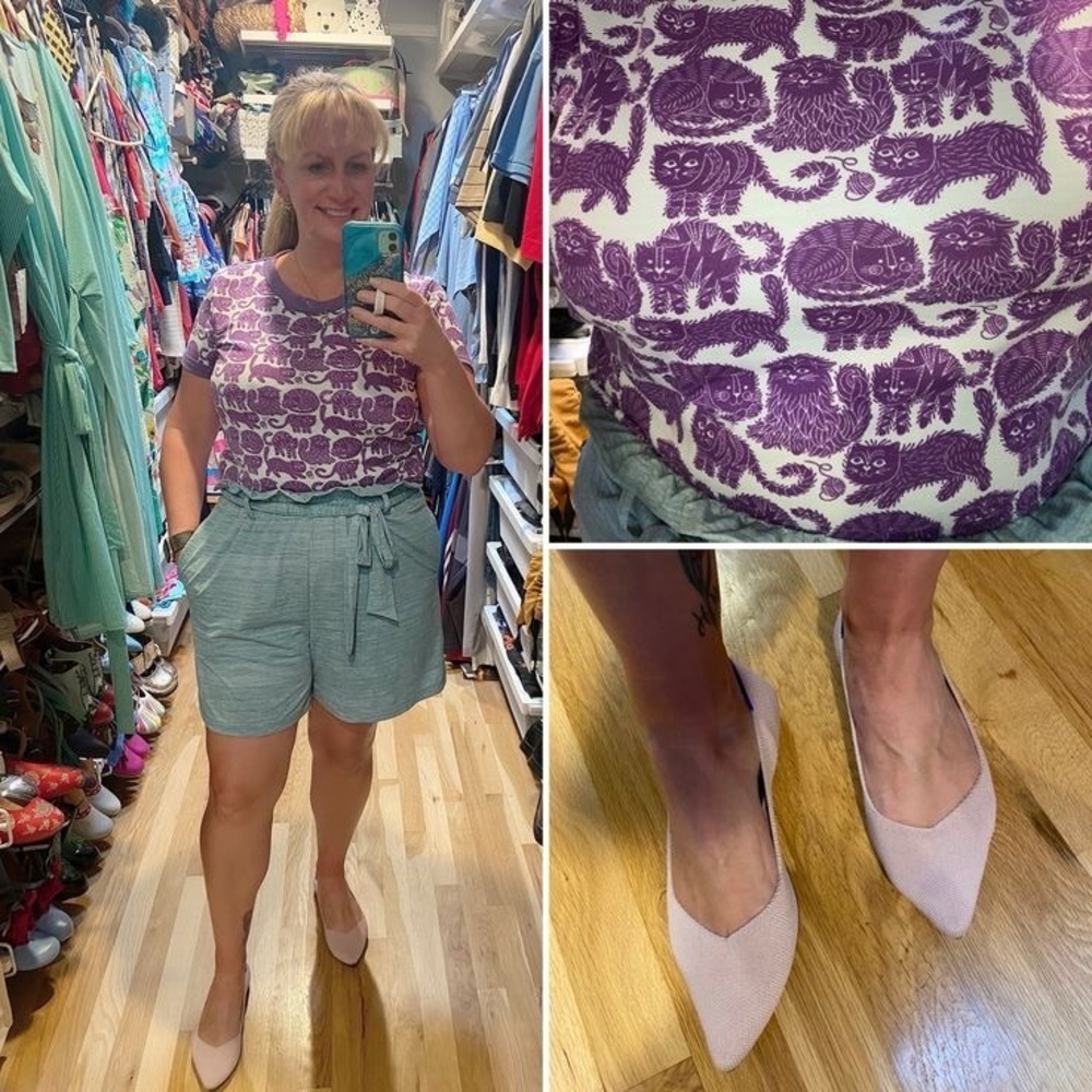 Lularoe Ella blue paper bag waist shorts M